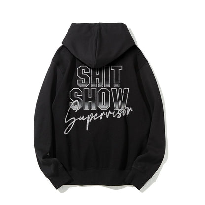 Shit Show Supervisor Printed Back Unisex Cotton Hoodie