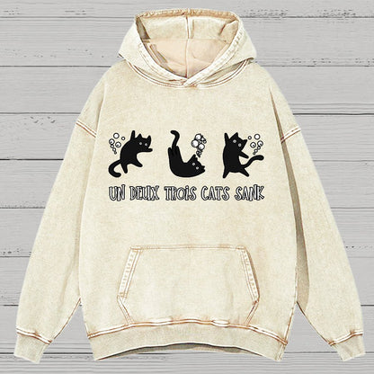 Un Deux Trois Cats Sank Vintage Distressed Hoodie