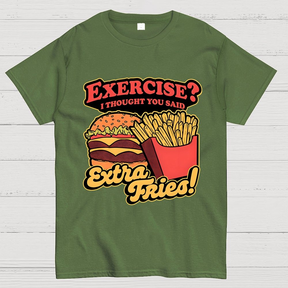 Burger Fries Exercise Geek T-Shirt