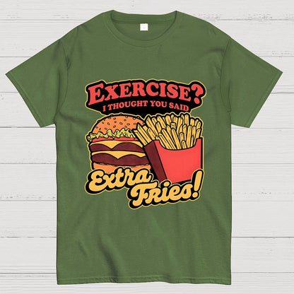 Burger Fries Exercise Geek T-Shirt
