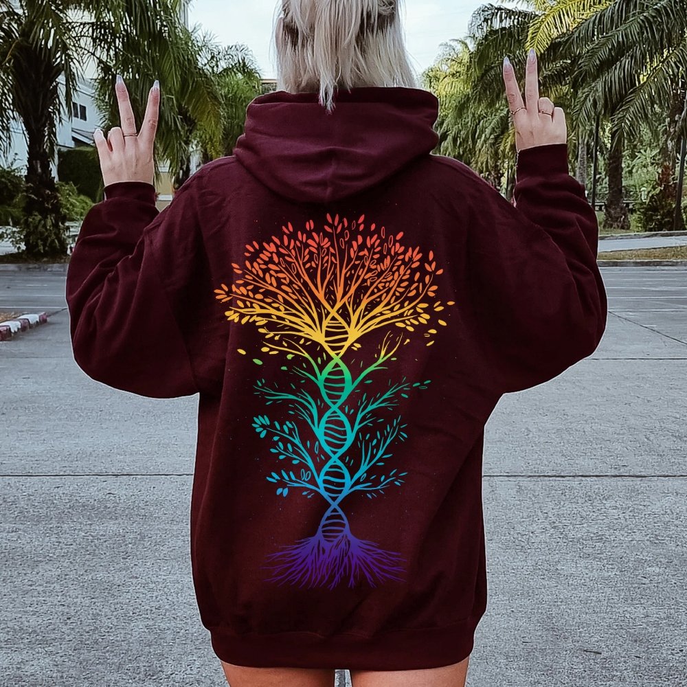 DNA Tree Of Life Science Printed Back Unisex Cotton Hoodie