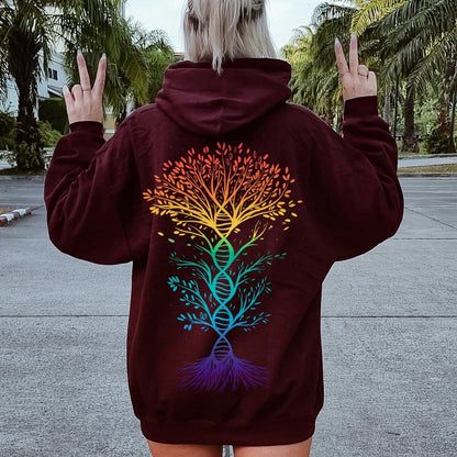 DNA Tree Of Life Science Printed Back Unisex Cotton Hoodie