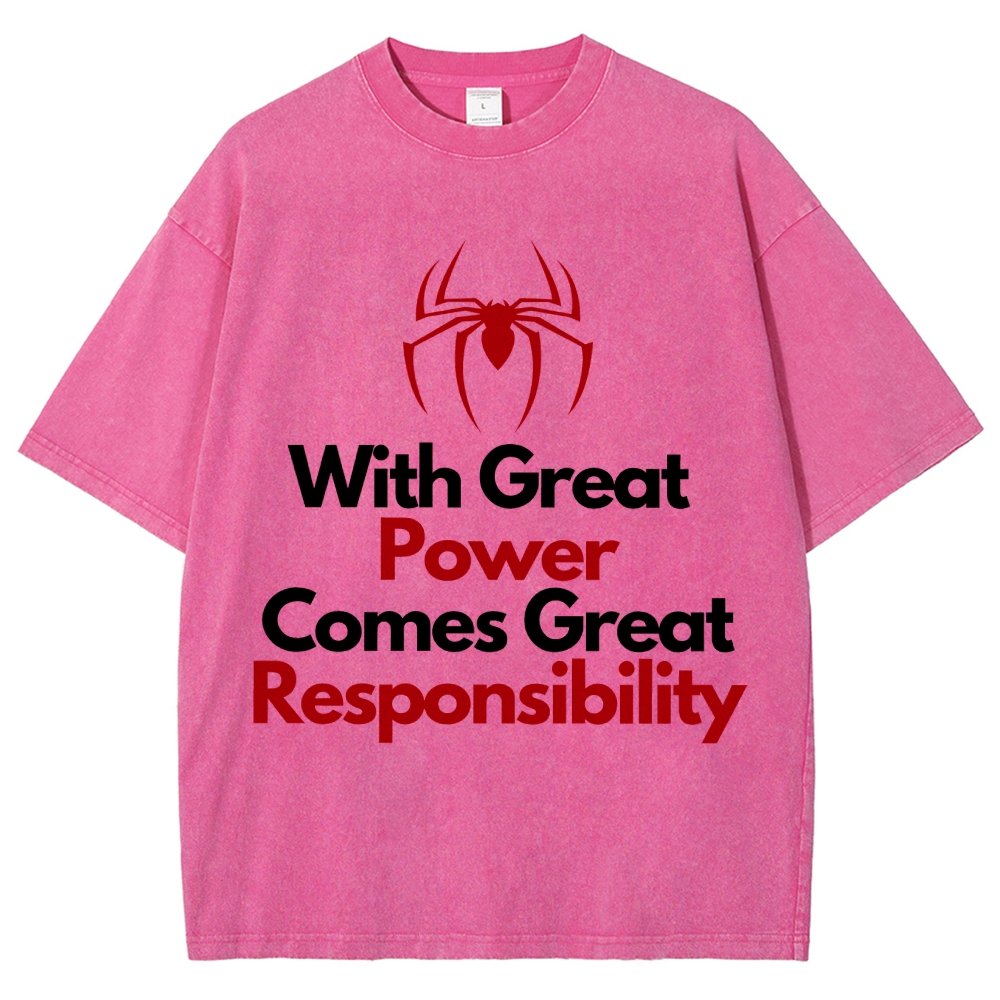 With Great Power Comes Great Responsibility Vintage Distressed T-shirt