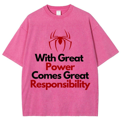 With Great Power Comes Great Responsibility Vintage Distressed T-shirt