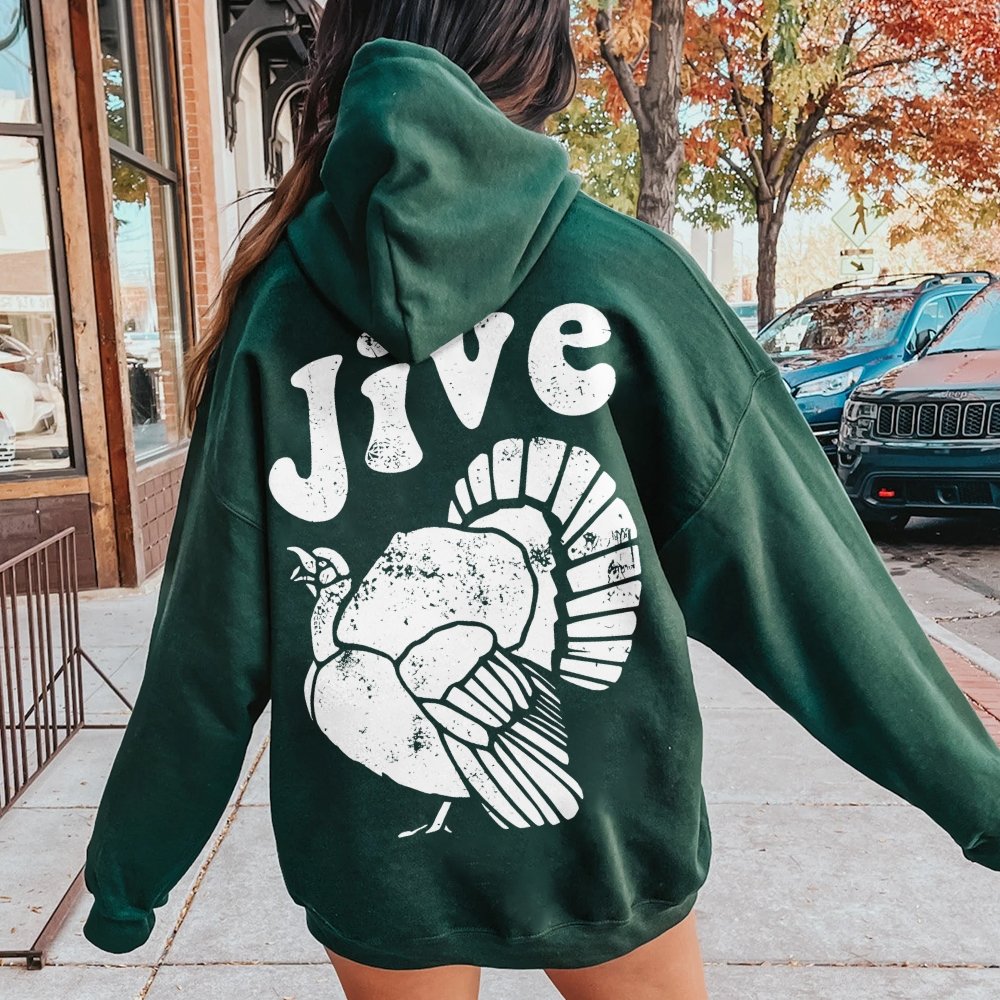 Jive Turkey Printed Back Unisex Cotton Hoodie