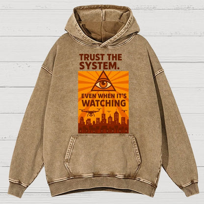 Trust The System - Dystopian Surveillance Vintage Distressed Hoodie