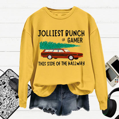 Jolliest Bunch Of Gamer Christmas Cotton Pullover Sweatshirt