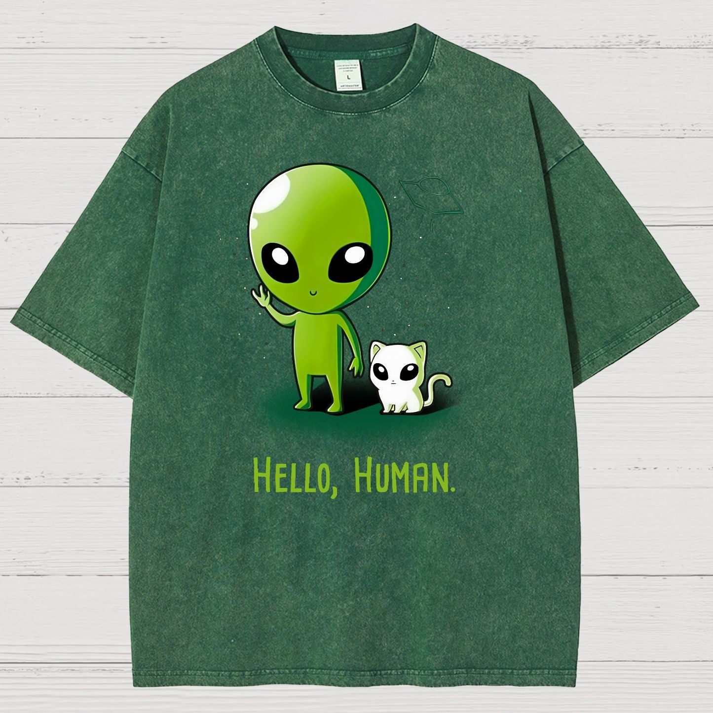 Hello, Human！！Vintage Distressed T-shirt