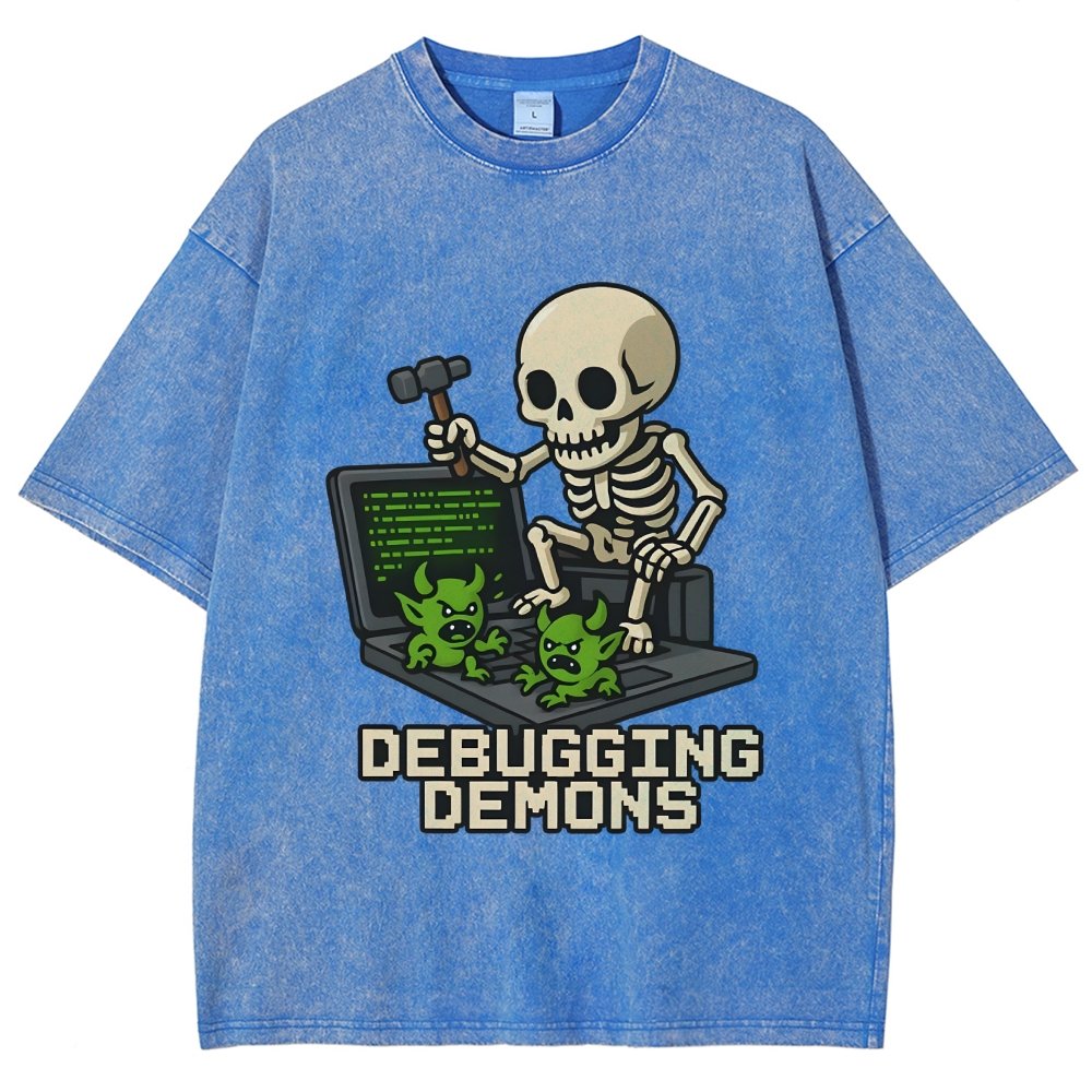 Debugging Demons Funny Programmer Vintage Distressed T-shirt