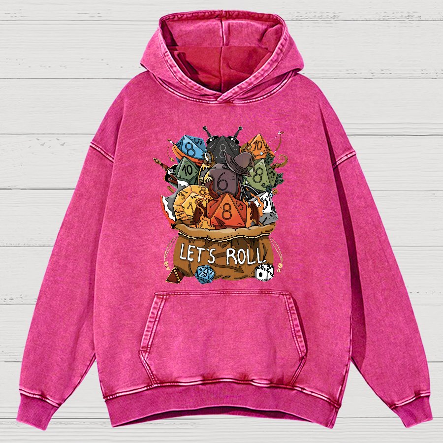 Let's Roll Nerdy Vintage Distressed Hoodie