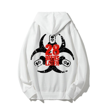 28 beers later Printed Back Unisex Cotton Hoodie