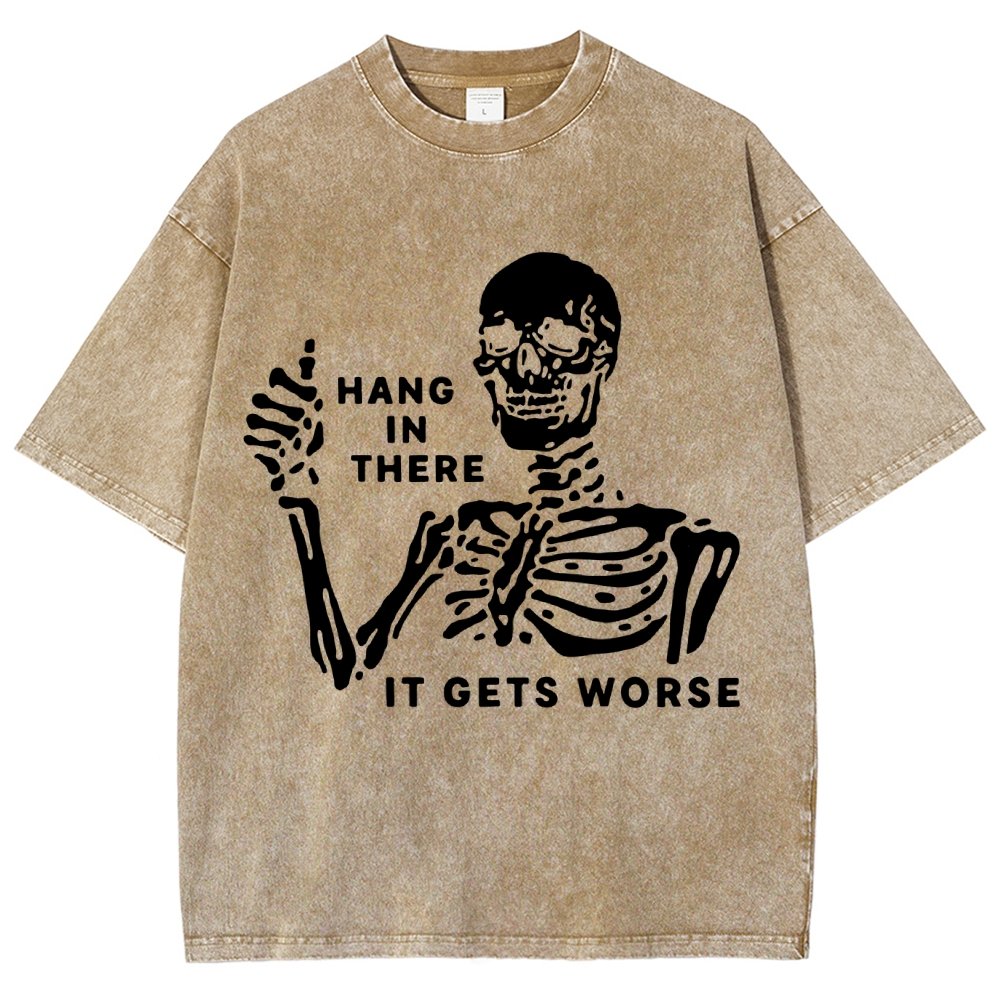 Hang In There Skeleton Vintage Distressed T-shirt