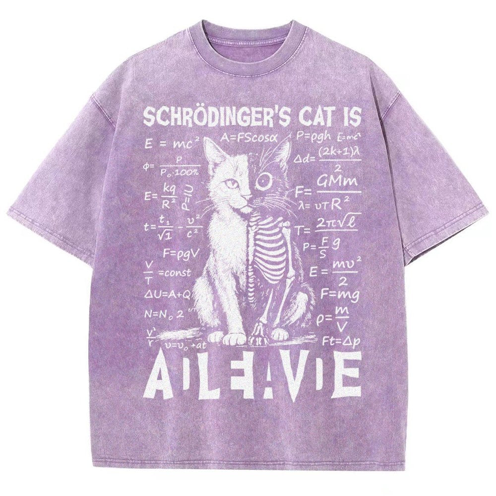 Schrödinger's Cat Dead And Alive Vintage Distressed T-shirt