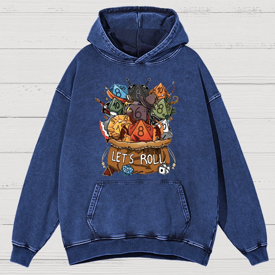 Let's Roll Nerdy Vintage Distressed Hoodie