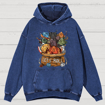 Let's Roll Nerdy Vintage Distressed Hoodie