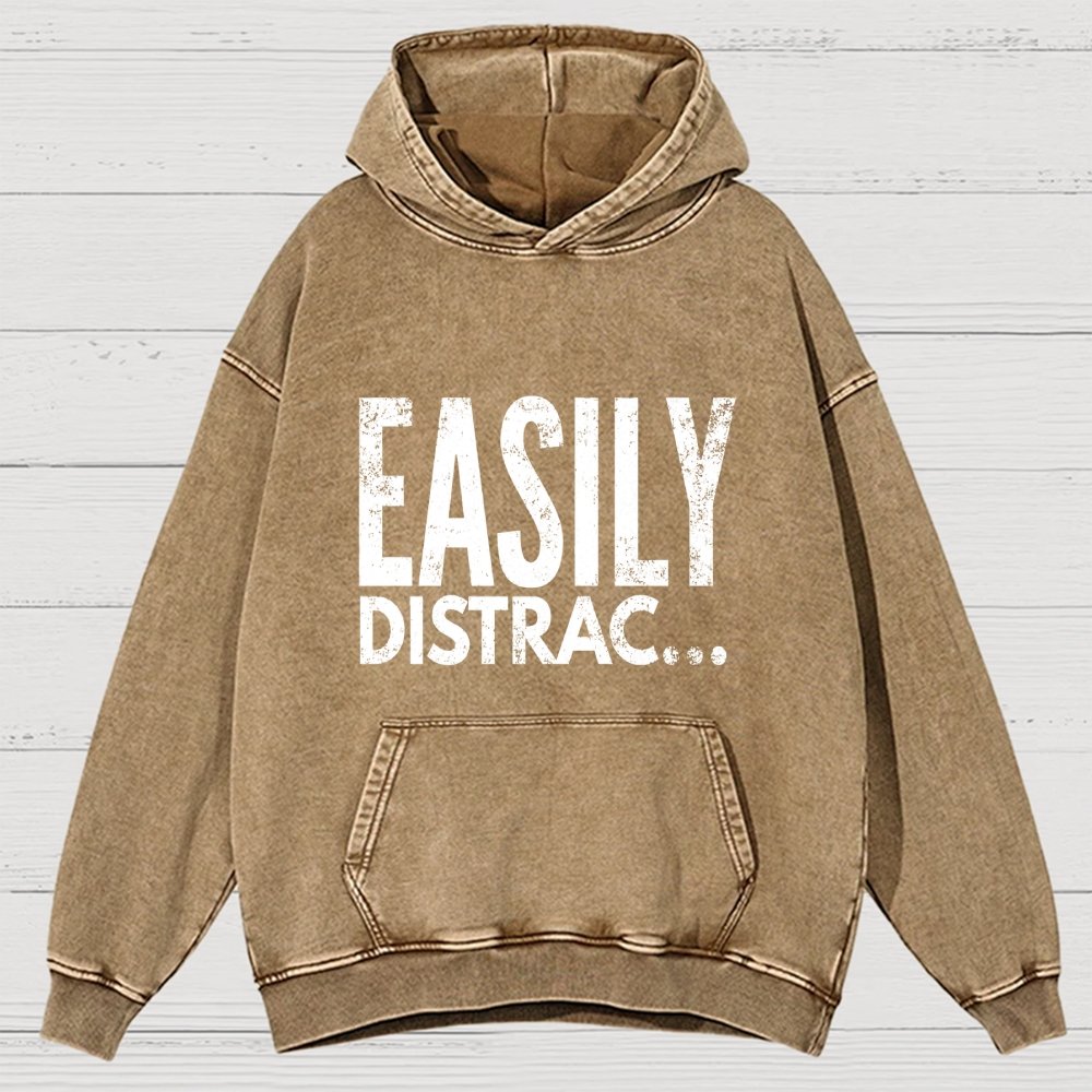 Easily Distrac  Vintage Distressed Hoodie