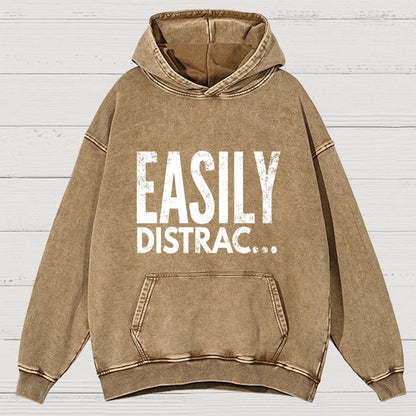 Easily Distrac  Vintage Distressed Hoodie