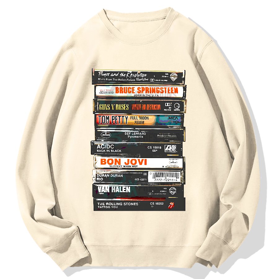 Vintage Rock Cassettes Geek Cotton Sweatshirt