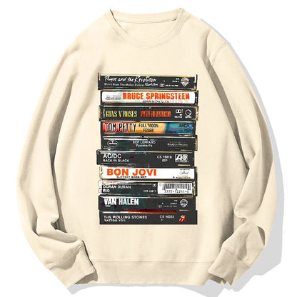 Vintage Rock Cassettes Geek Cotton Sweatshirt