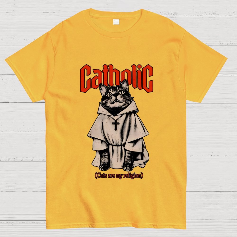 Catholic (Cats Are My Religion) Geek T-Shirt
