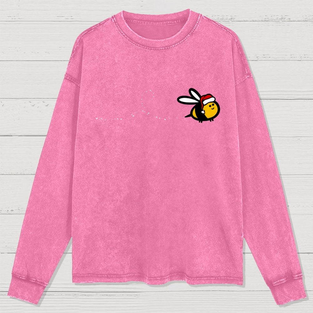 Minimal Christmas Bee Washed Long Sleeve Tee