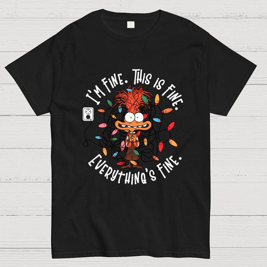 It's Fine This Is Fine Everything Is Fine Christmas Light Geek T-Shirt