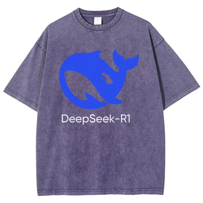 DeepSeek-R1 Icon Vintage Distressed T-shirt
