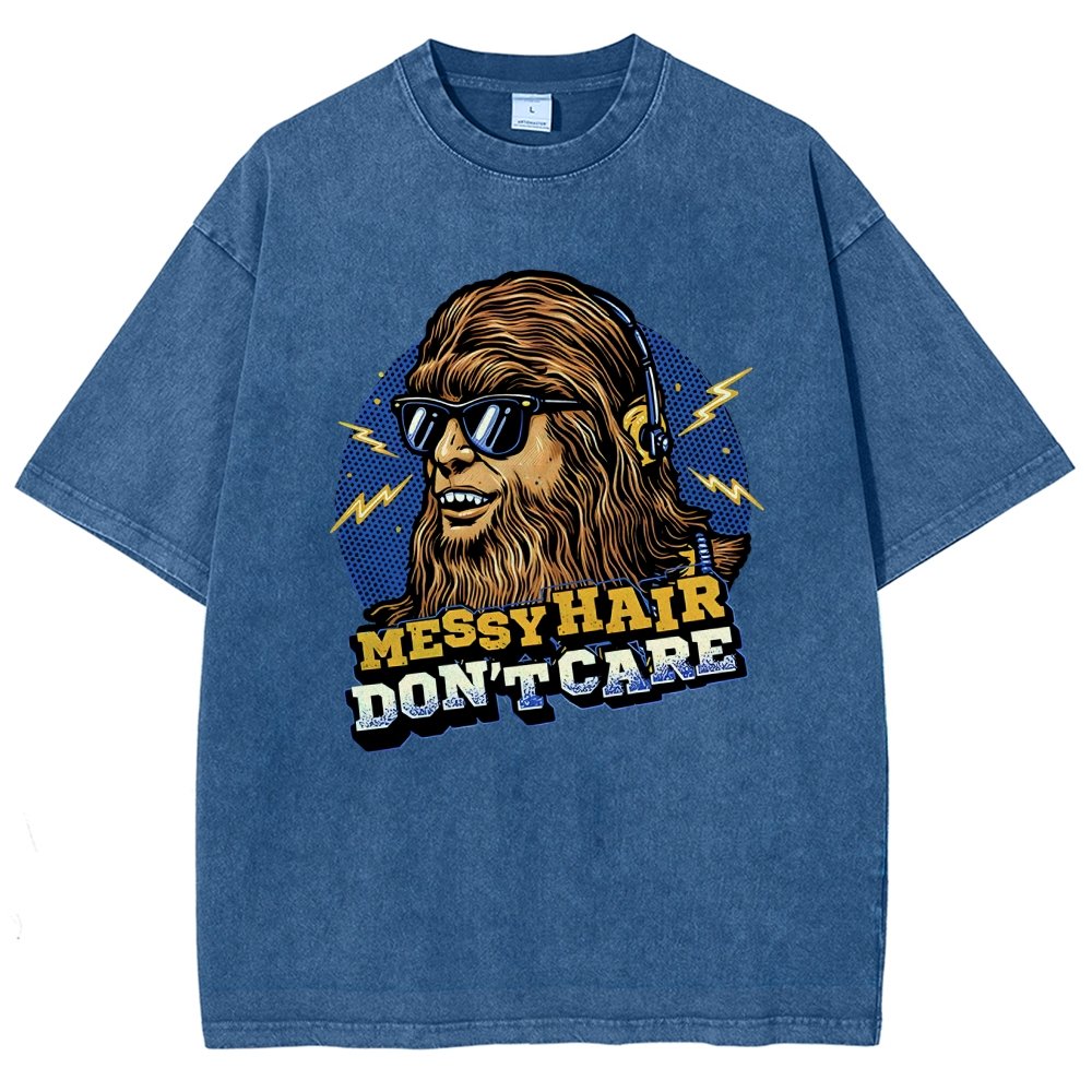 Messy Hair Don't Care Vintage Distressed T-shirt