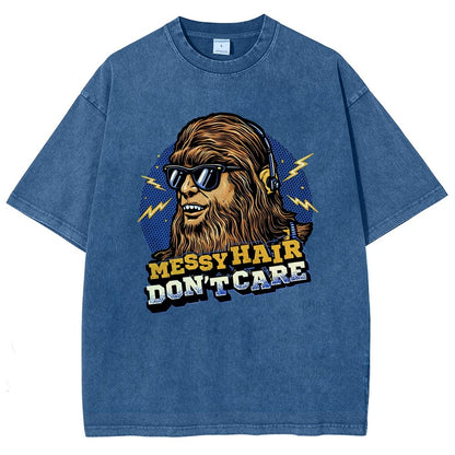 Messy Hair Don't Care Vintage Distressed T-shirt