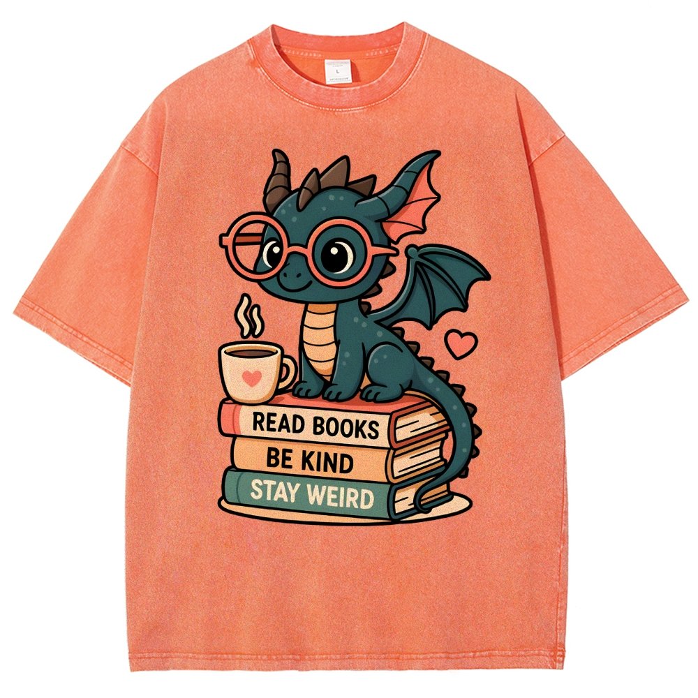 Dragons and Books - Kind and Weird Vintage Distressed T-shirt