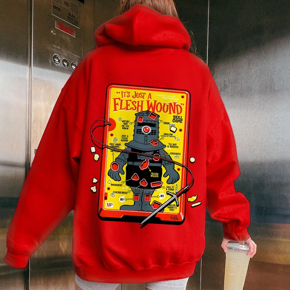 Flesh Wound Skill Game Nerdy Printed Back Cotton Hoodie