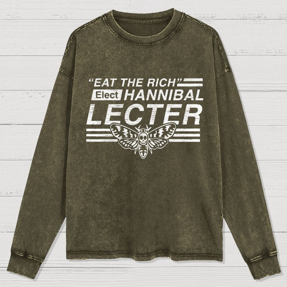 Eat The Rich Washed Long Sleeve Tee