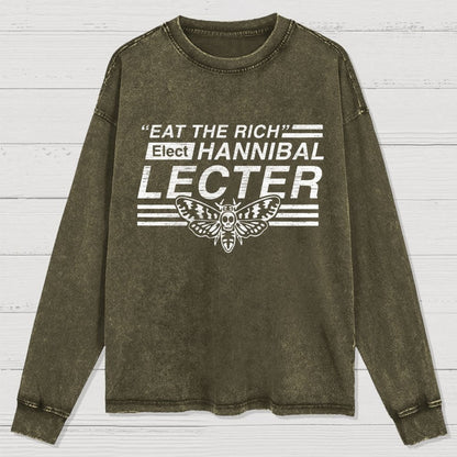 Eat The Rich Washed Long Sleeve Tee