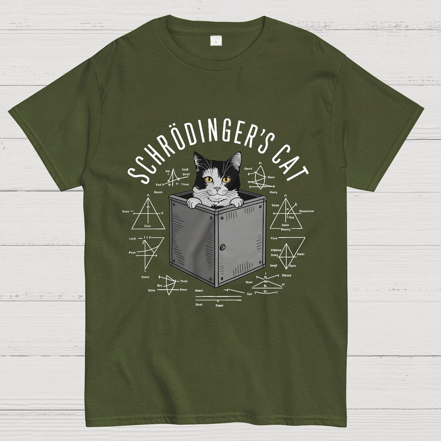 Schrodinger Cat In Box & Formulas Geeky T-Shirt
