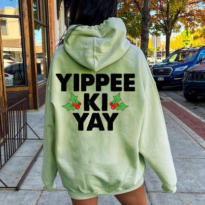 Yippee-Ki-Yay Printed Back Unisex Cotton Hoodie