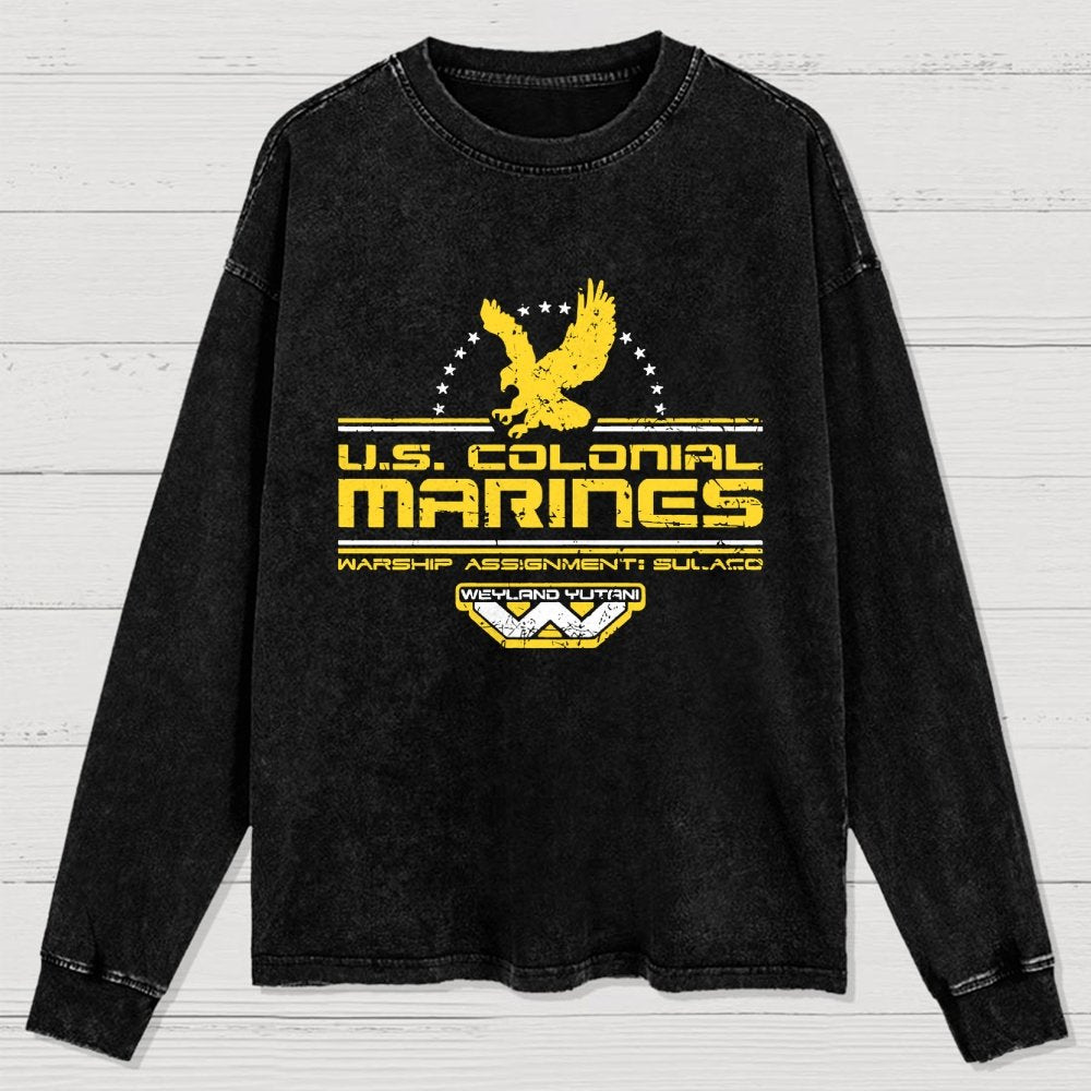 US Explorers Eagle Logo Washed Long Sleeve Tee