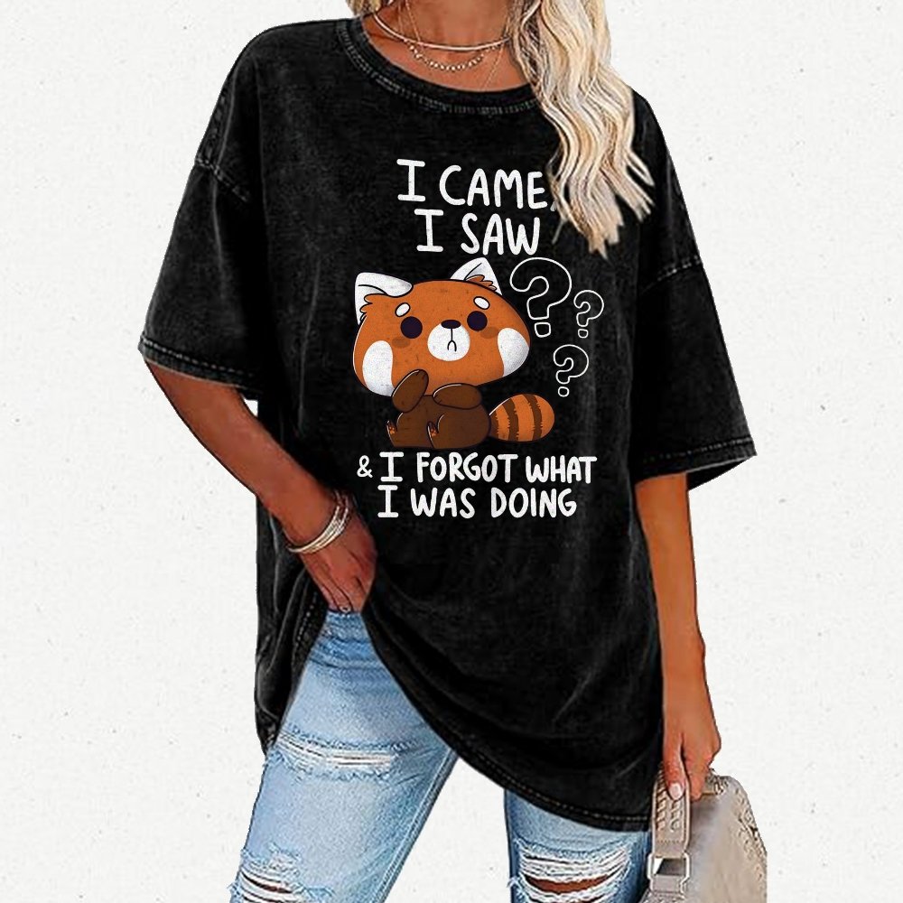 I Came I Saw I Forgot What I Was Doing Forgetful Red Panda Vintage Distressed T-shirt