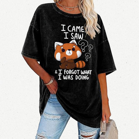 I Came I Saw I Forgot What I Was Doing Forgetful Red Panda Vintage Distressed T-shirt