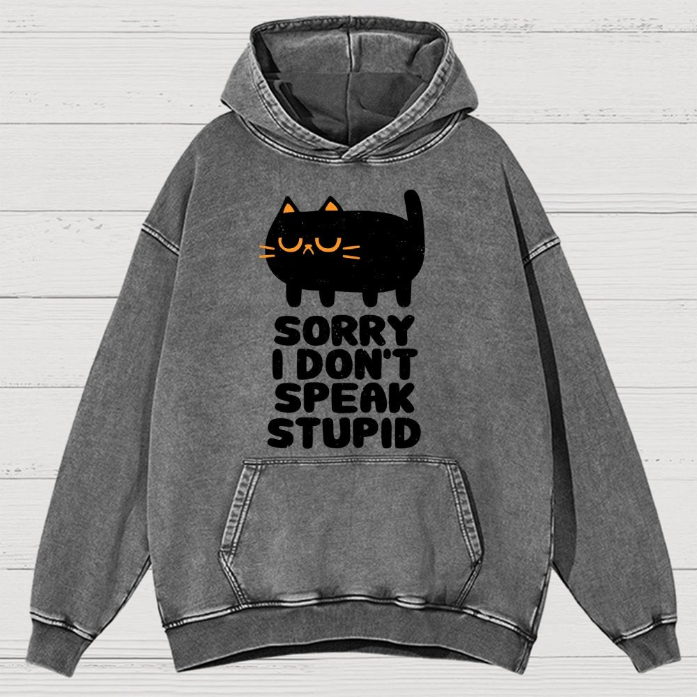 I Don't Speak Stupid Vintage Distressed Hoodie