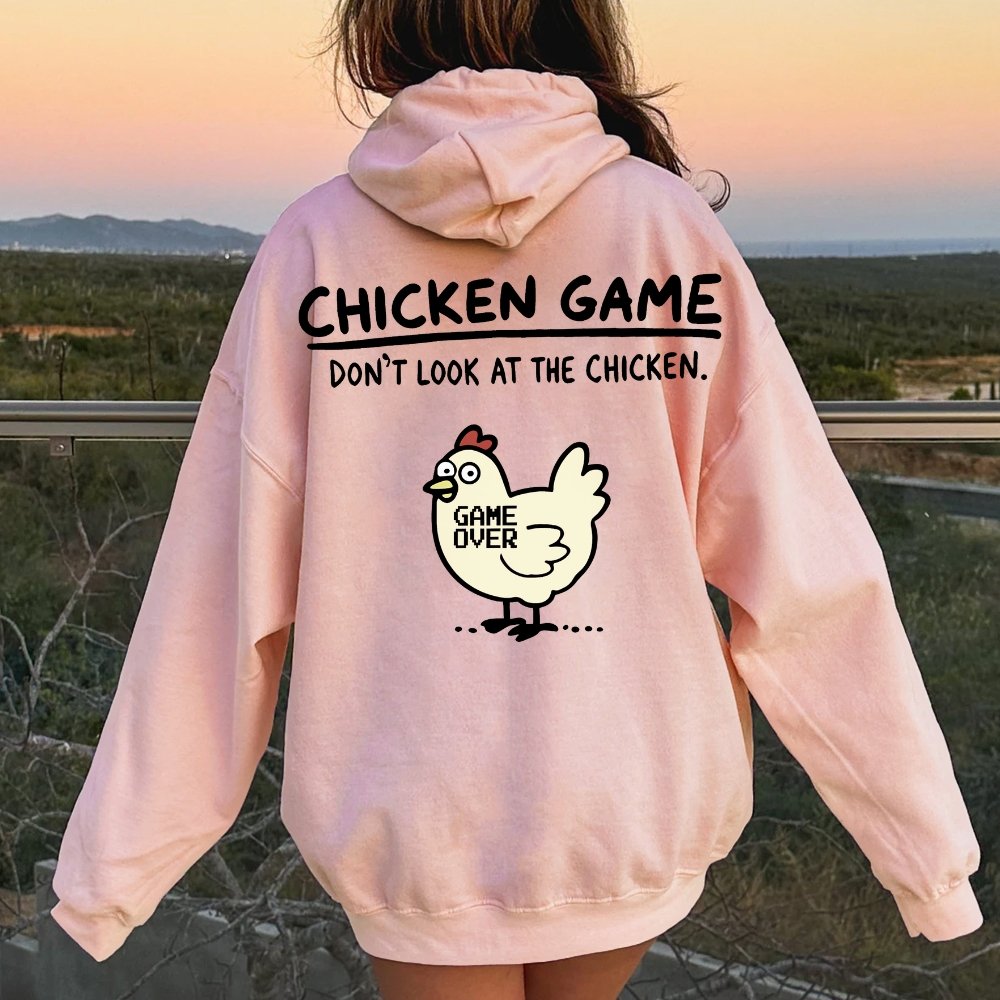 Chicken Game Geeky Printed Back Cotton Hoodie
