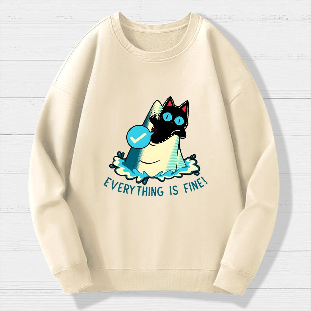 Everything Is Fine! Cat Geek Cotton Sweatshirt