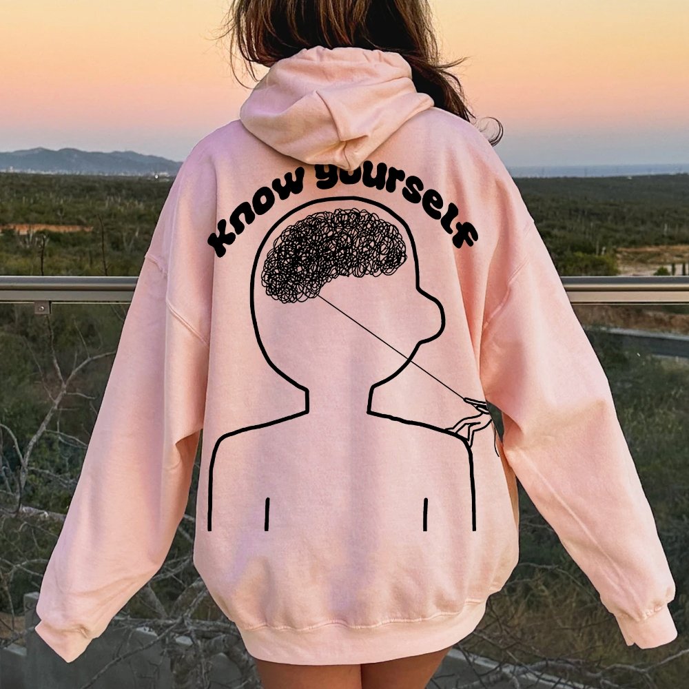 Vintage Mental Health Matters Graphic Print Printed Back Cotton Hoodie