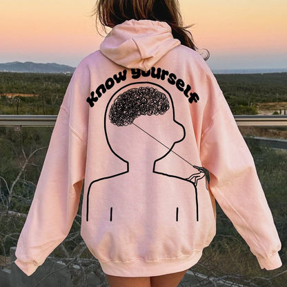 Vintage Mental Health Matters Graphic Print Printed Back Cotton Hoodie