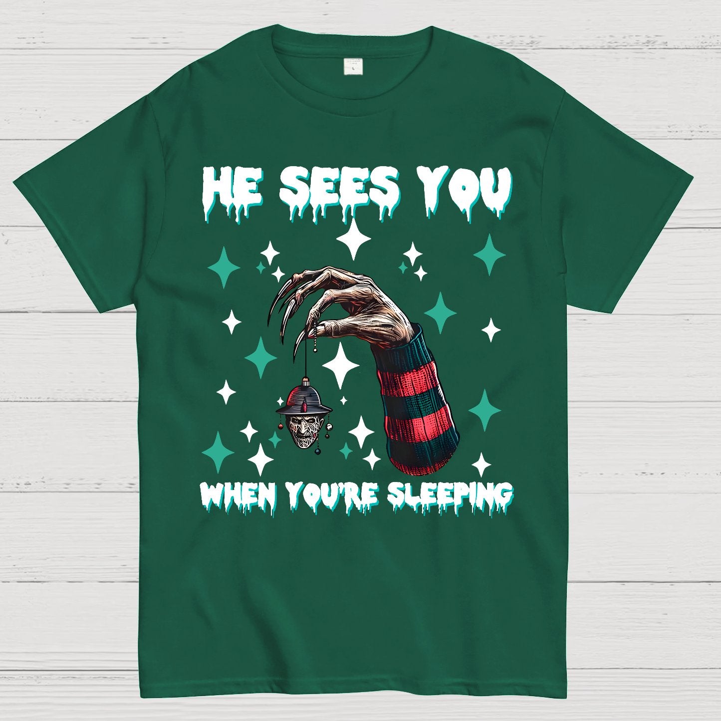 Horror Christmas He Sees You When You Are Sleeping Geek T-Shirt