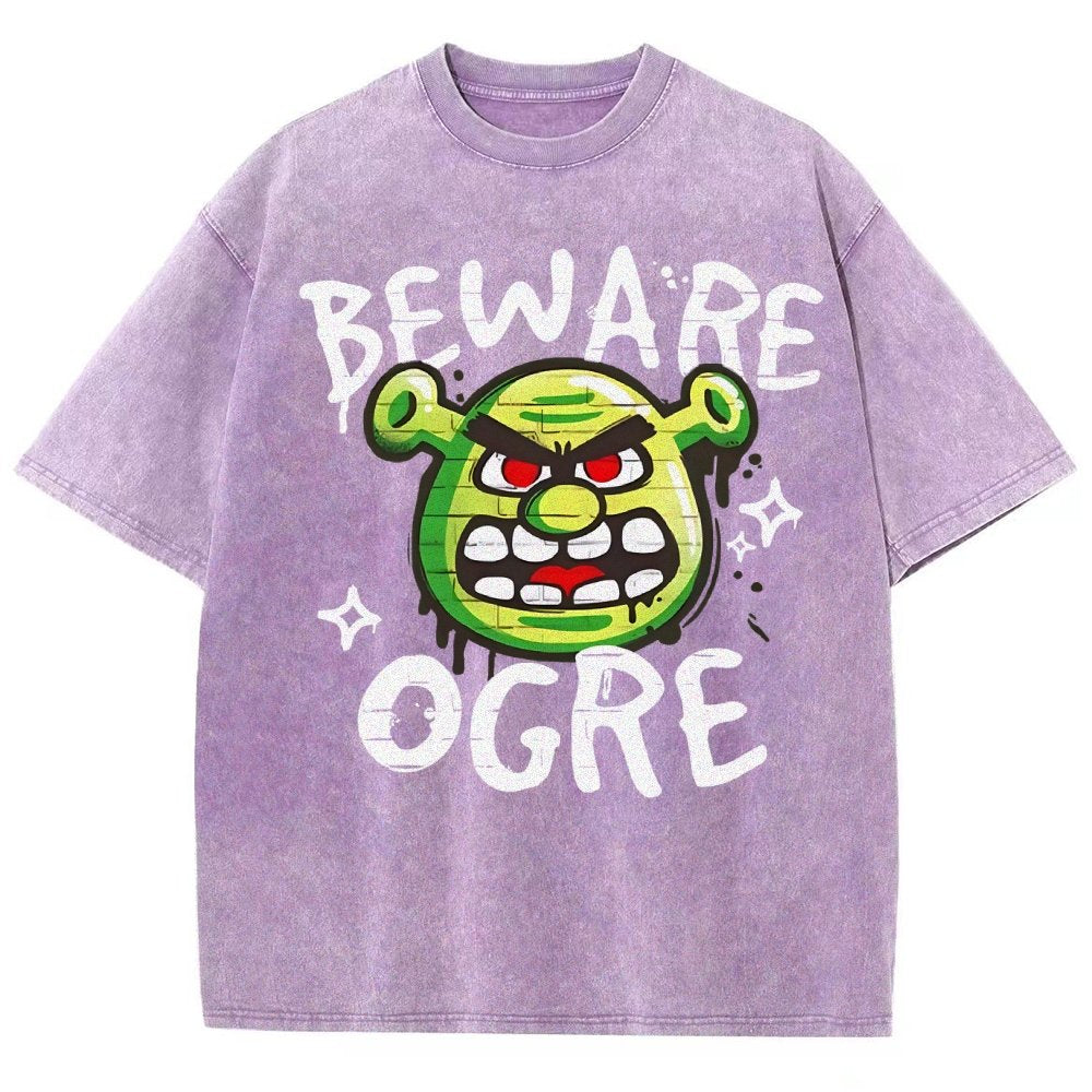 Beware Ogre Graffiti Vintage Distressed T-shirt