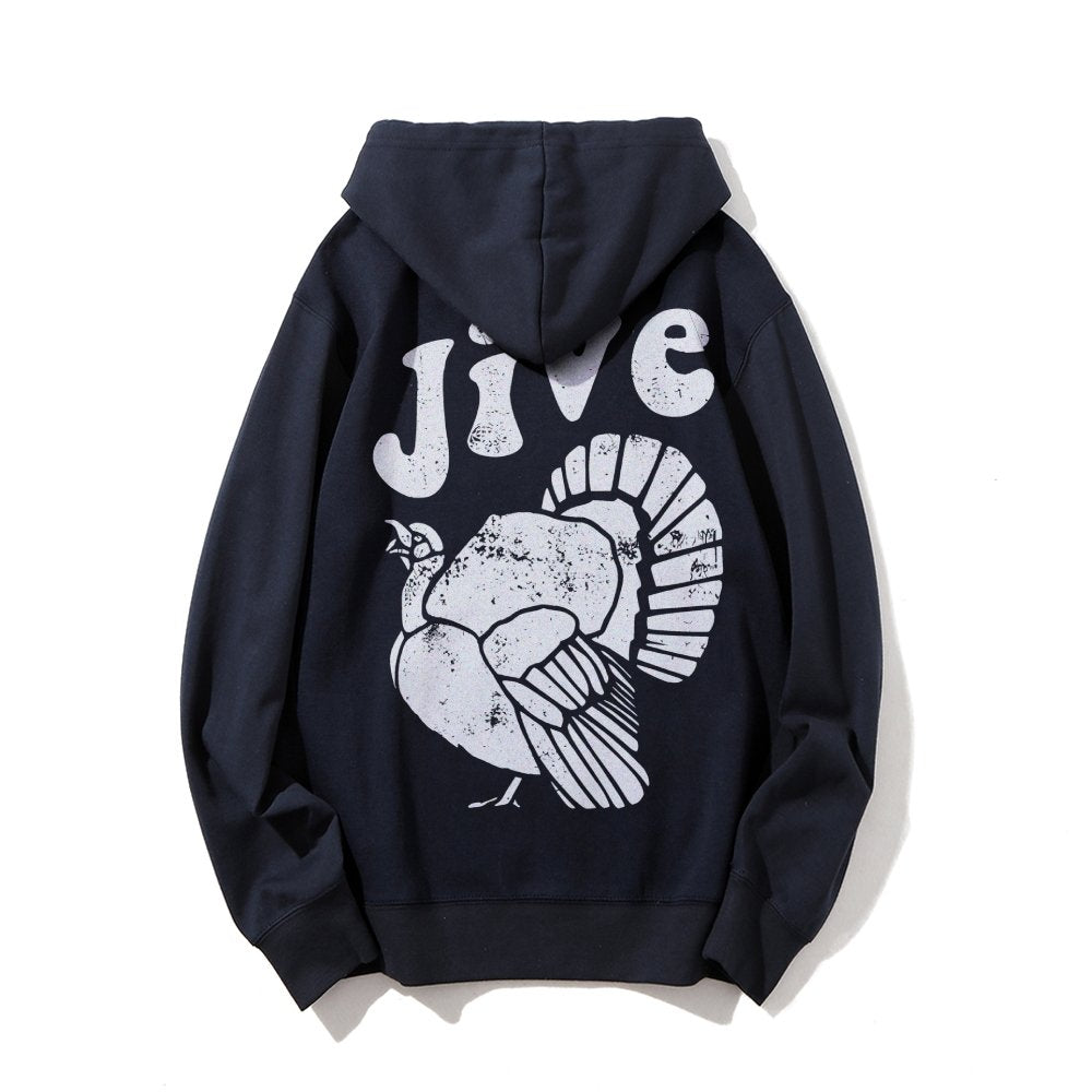Jive Turkey Printed Back Unisex Cotton Hoodie