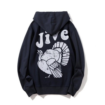 Jive Turkey Printed Back Unisex Cotton Hoodie