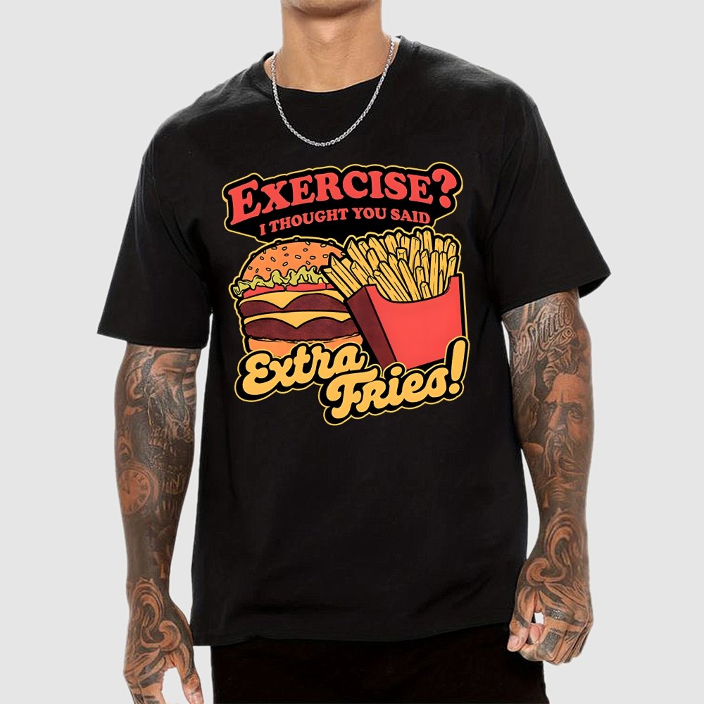 Burger Fries Exercise Geek T-Shirt