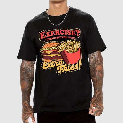 Burger Fries Exercise Geek T-Shirt