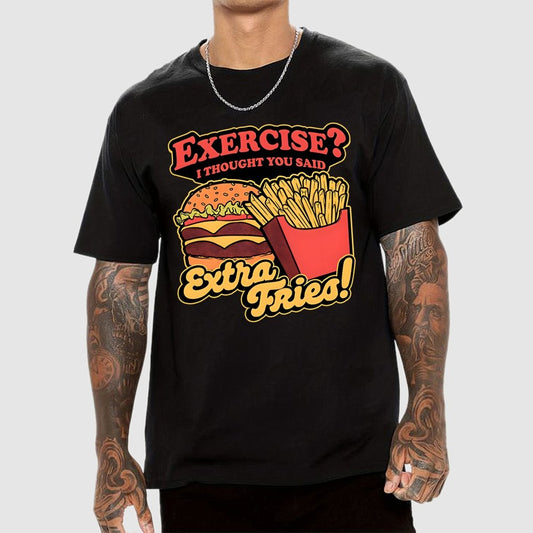 Burger Fries Exercise Geek T-Shirt